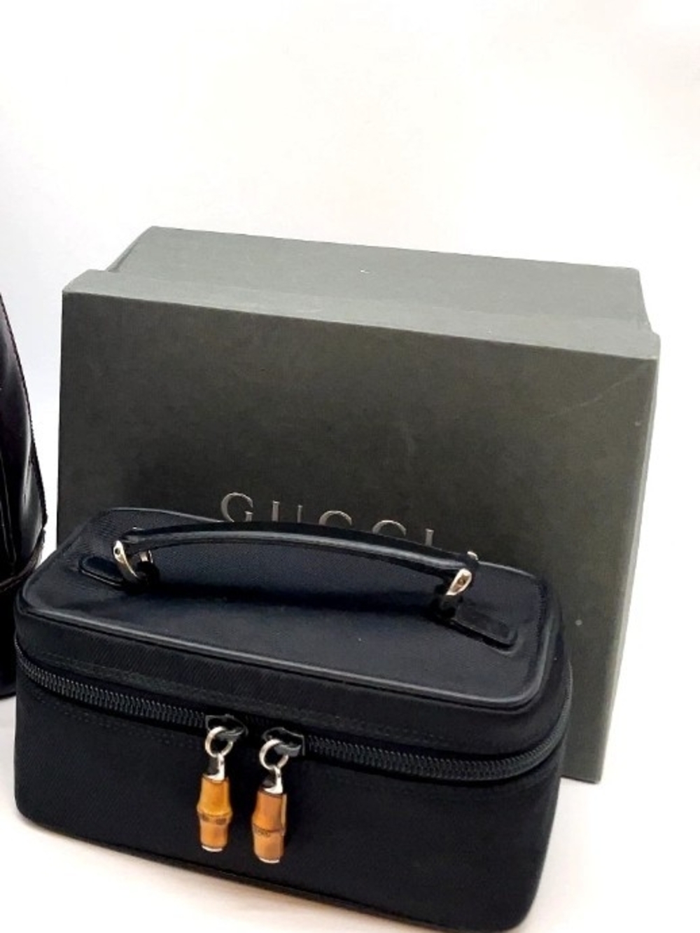 Gucci Black Cosmetic Case with Bamboo Zipper Pulls